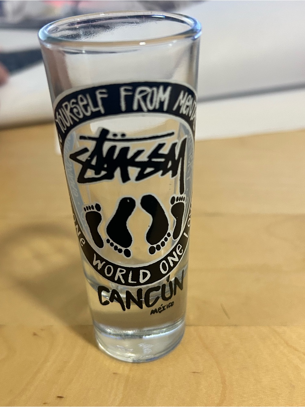 Vintage Stussy Shot Glass Educate Yourself From Mental Slavery World One Love